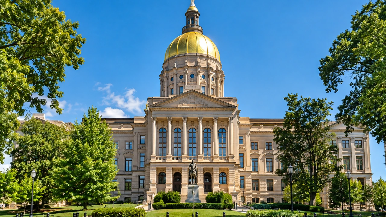 Georgia State Capitol in Atlanta under a blue sky