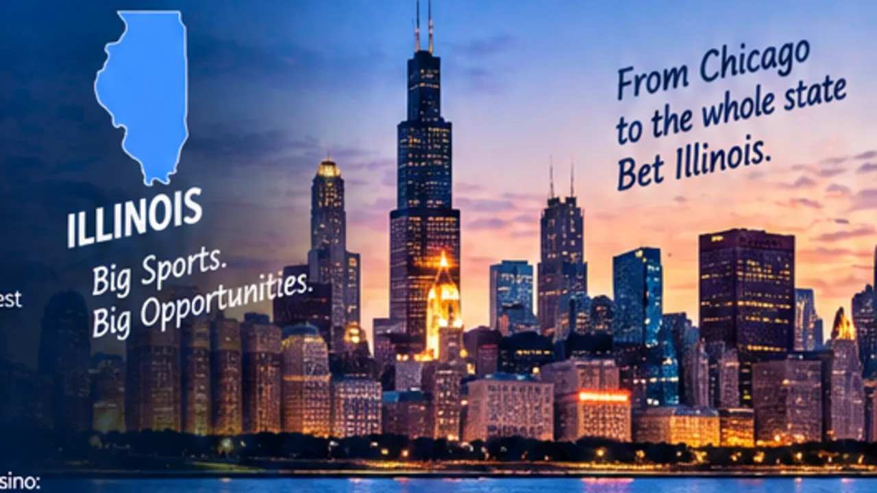 Chicago skyline and Illinois sports betting illustration