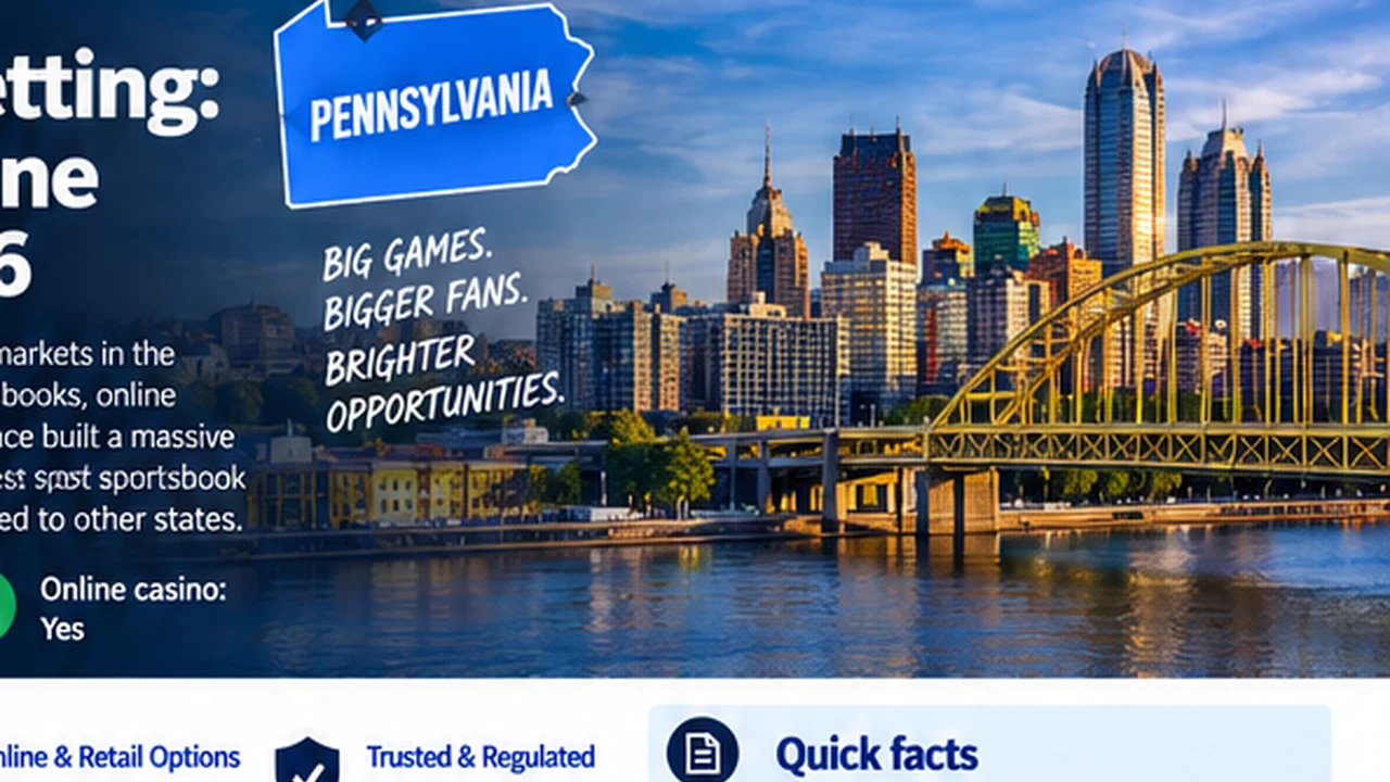 Pennsylvania skyline and state graphic illustrating the regulated sports betting market