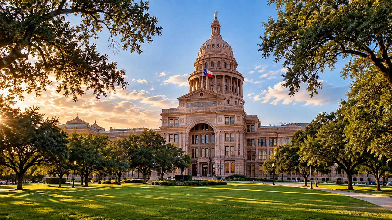 Texas State Capitol in Austin at golden hour
