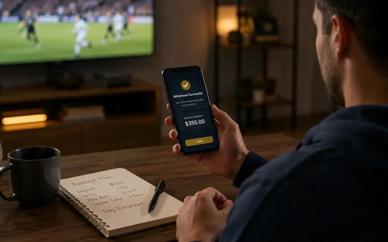 Sportsbook interface in use while following a sporting event